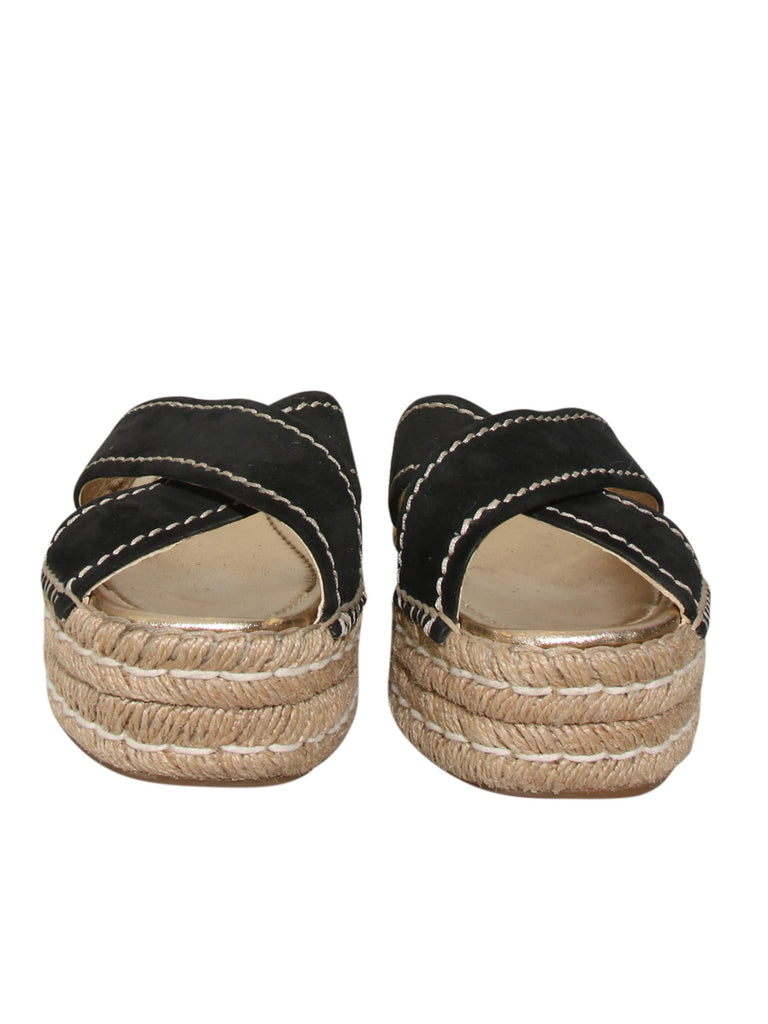 Suede Flatform Slide Sandals