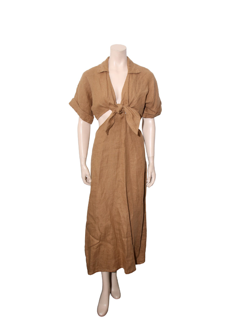 Cut-Out Linen Dress