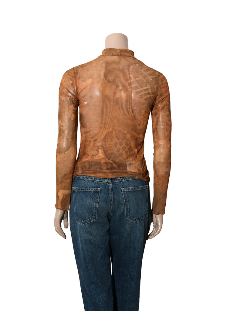 Sheer Printed Long Sleeve Top