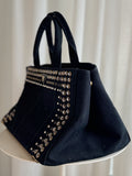 Vintage Canvas Studded Weekender Tote Bag