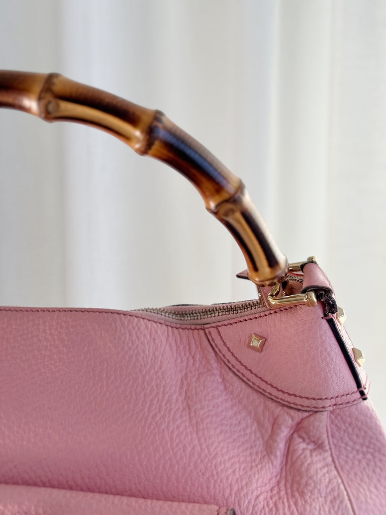 Nailhead Bamboo Shoulder Bag