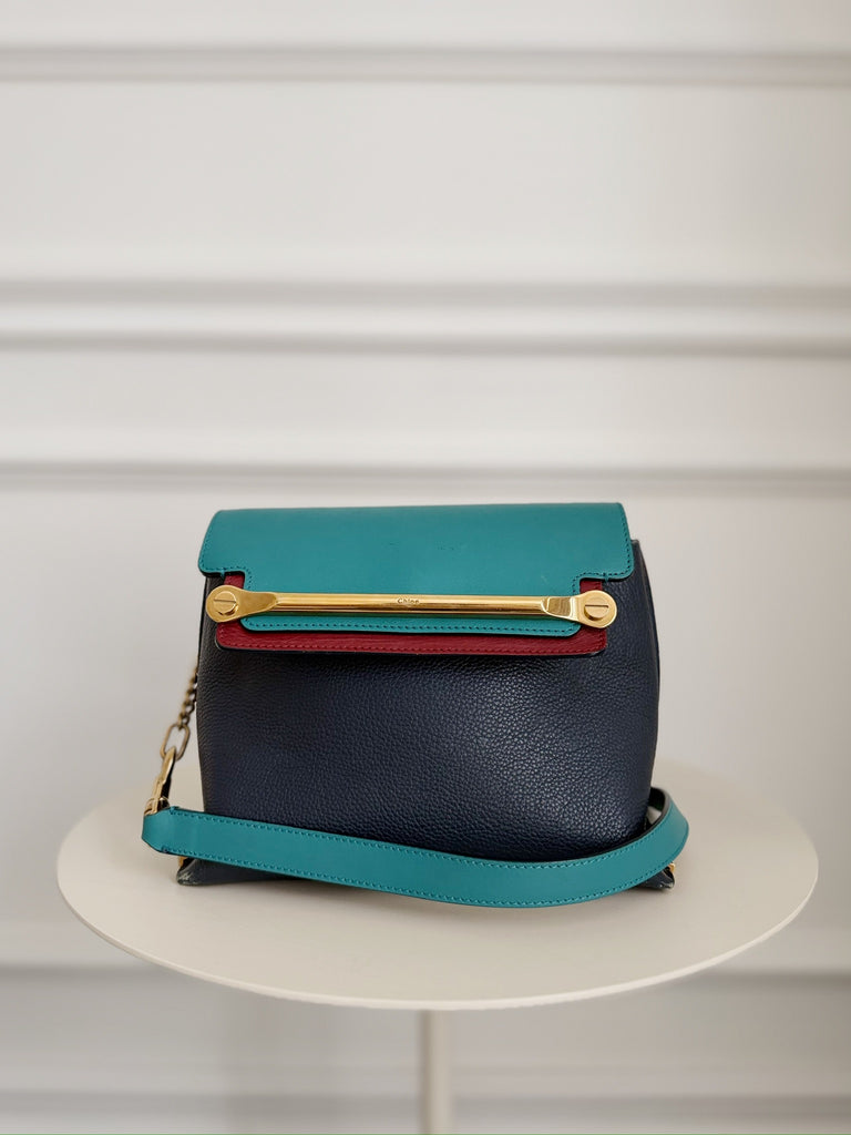 Leather Color Block Cross Body Bag