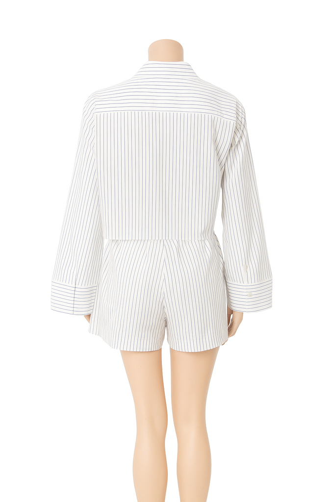 Cropped Striped Button Down Shirt