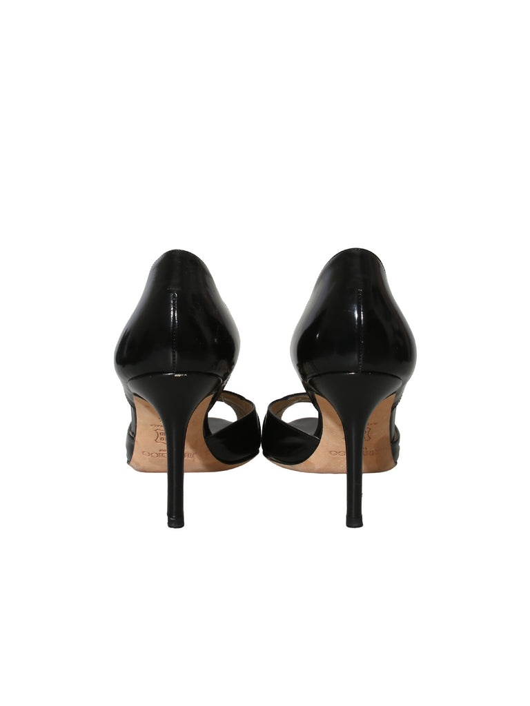 Leather Open Toe Pumps