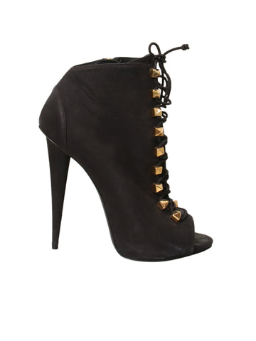 Leather Cone Heel Booties