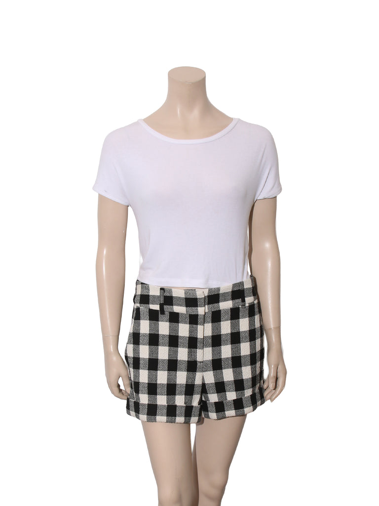 Check Print Tweed Shorts