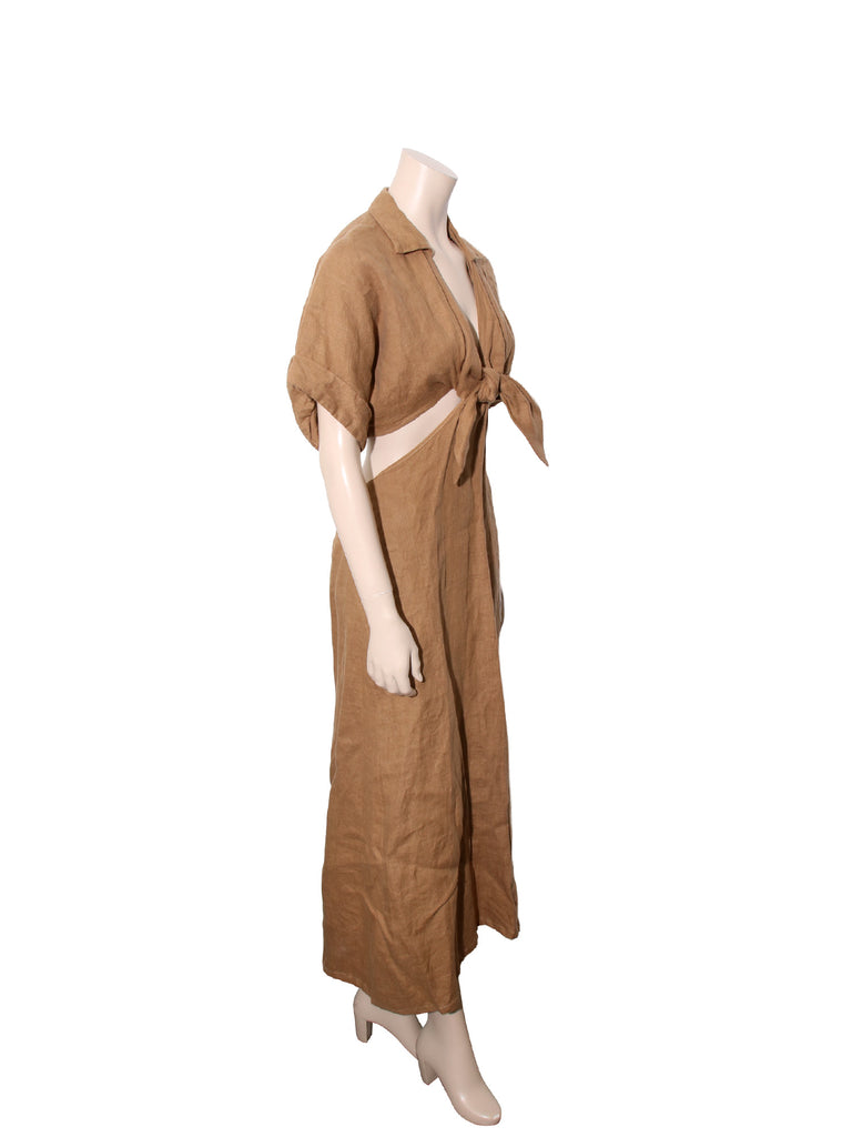 Cut-Out Linen Dress