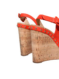 Leather Studded Cork Wedges