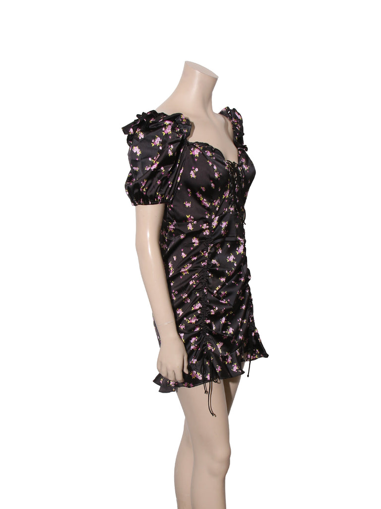 Ruched Floral Mini Dress