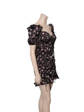 Ruched Floral Mini Dress
