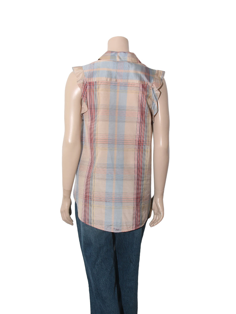 Silk Sleeveless Button Down Shirt
