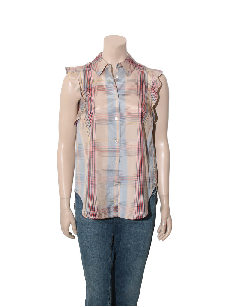 Silk Sleeveless Button Down Shirt