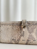 Rectangular Compact Snakeskin Clutch