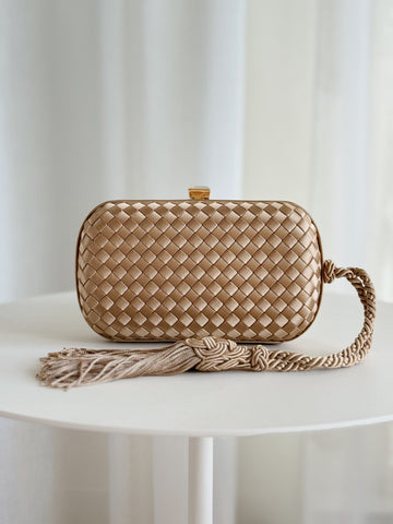 Rectangular Compact Snakeskin Clutch