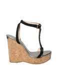 Suede Studded Cork Wedge Sandals