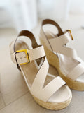 Leather Platform Wedge Sandals