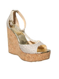 Embossed Leather Snake Print Wedge Sandals