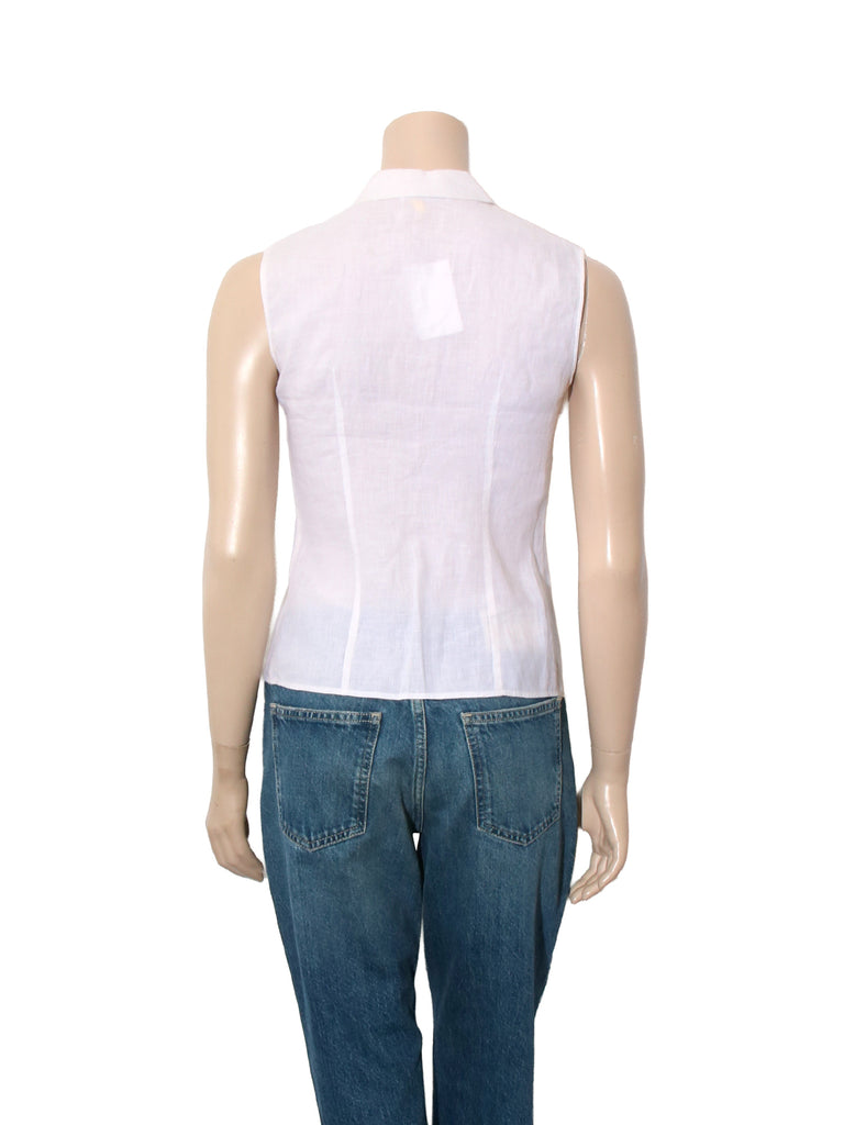 Sleeveless Linen Button Down Top