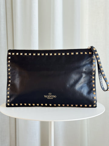 Rockstud Leather Clutch Bag