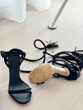 Suede Fringe Strappy Sandals