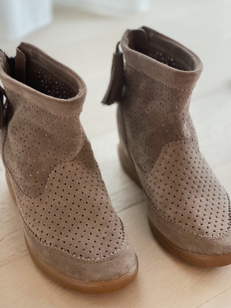 Perforated Wedge Sneaker Booties