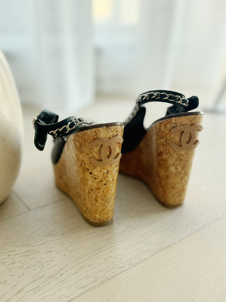 Chain-Link Slingback Wedges