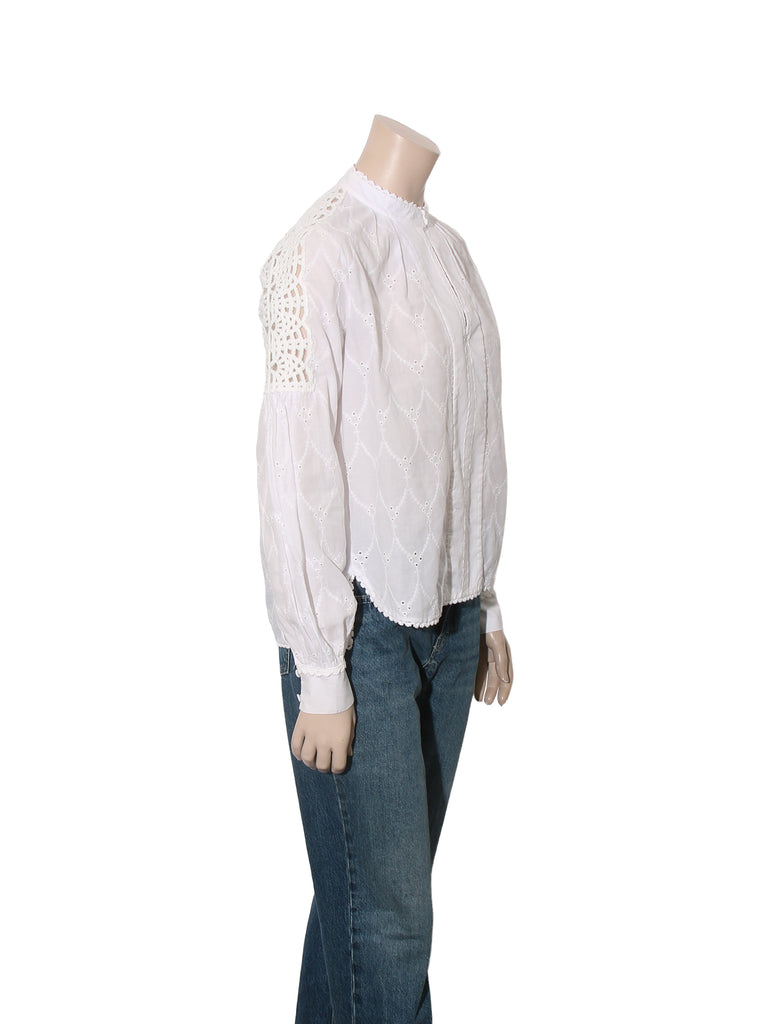 Eyelet Long Sleeve Blouse