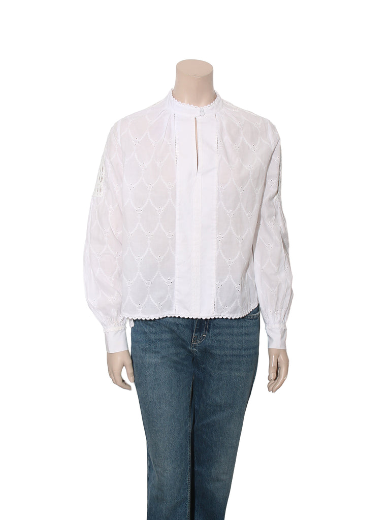 Eyelet Long Sleeve Blouse