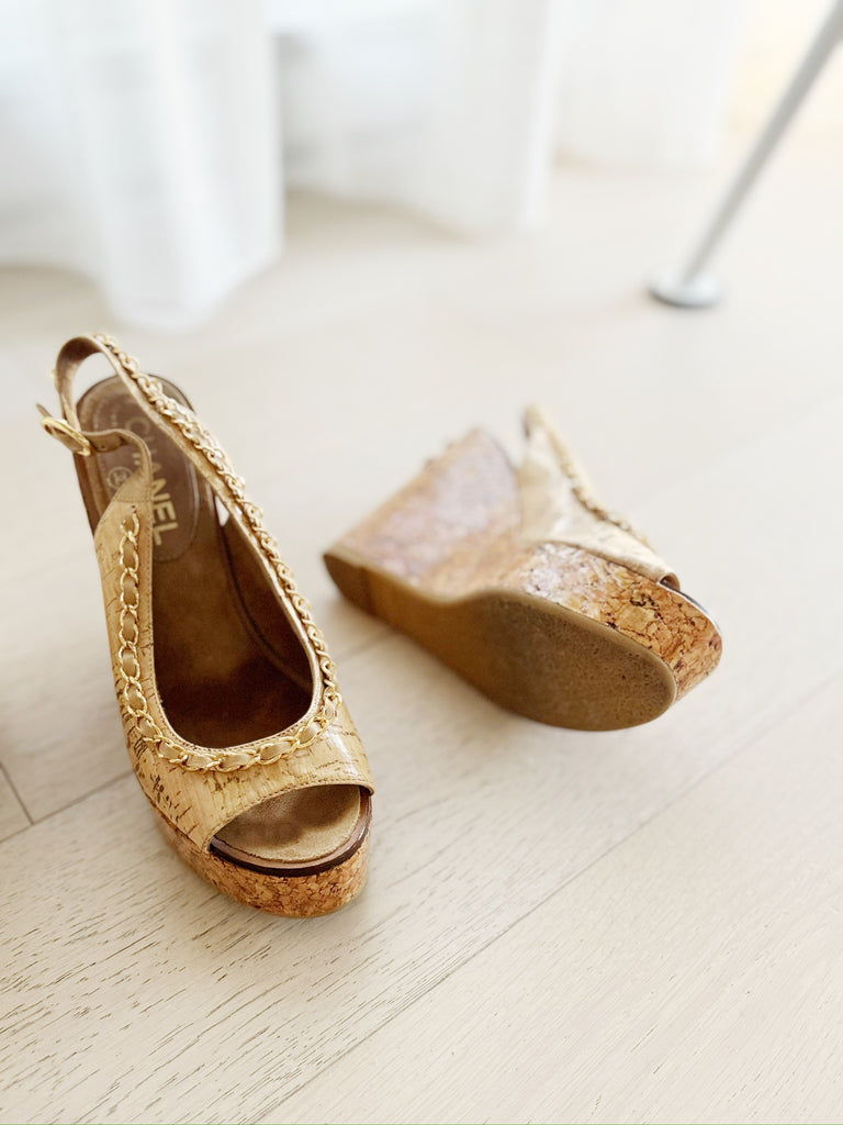 Chain-Link Slingback Wedges