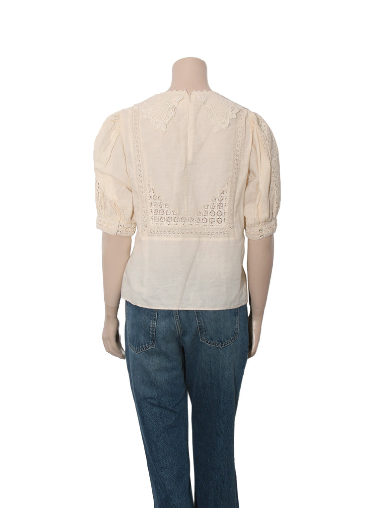 Linen Lace Detail Top