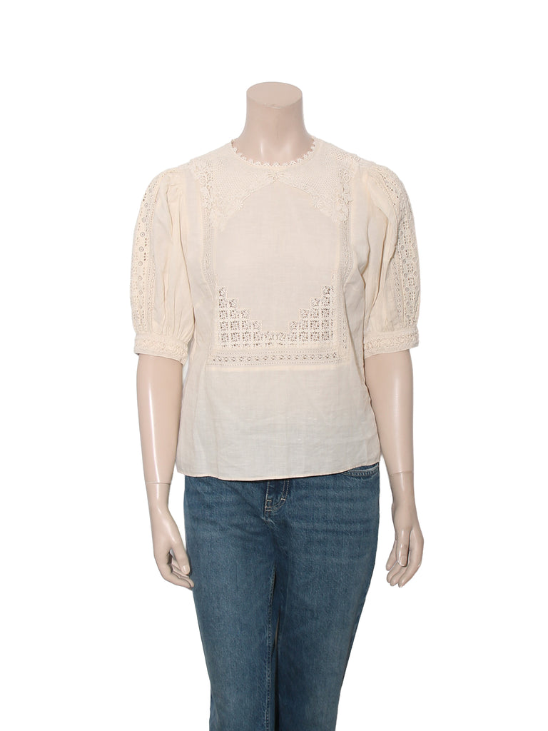 Linen Lace Detail Top