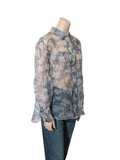 Sheer Floral Silk Organza Blouse