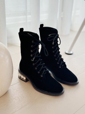 Leather Cone Heel Booties