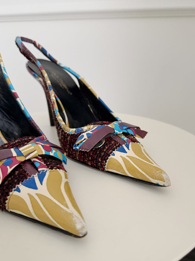 Vintage Tweed Slingback Pumps