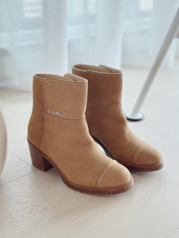 Leather Cone Heel Booties