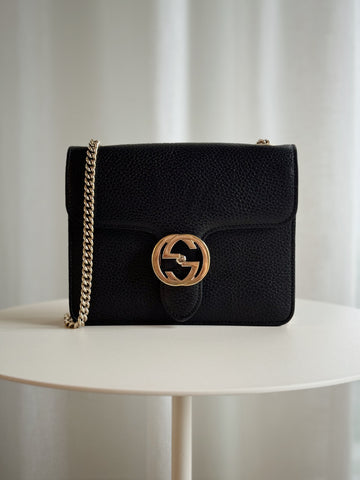 Interlocking G Leather Dollar Cross Body Bag