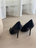 Satin Horsebit Peep-Toe Pumps