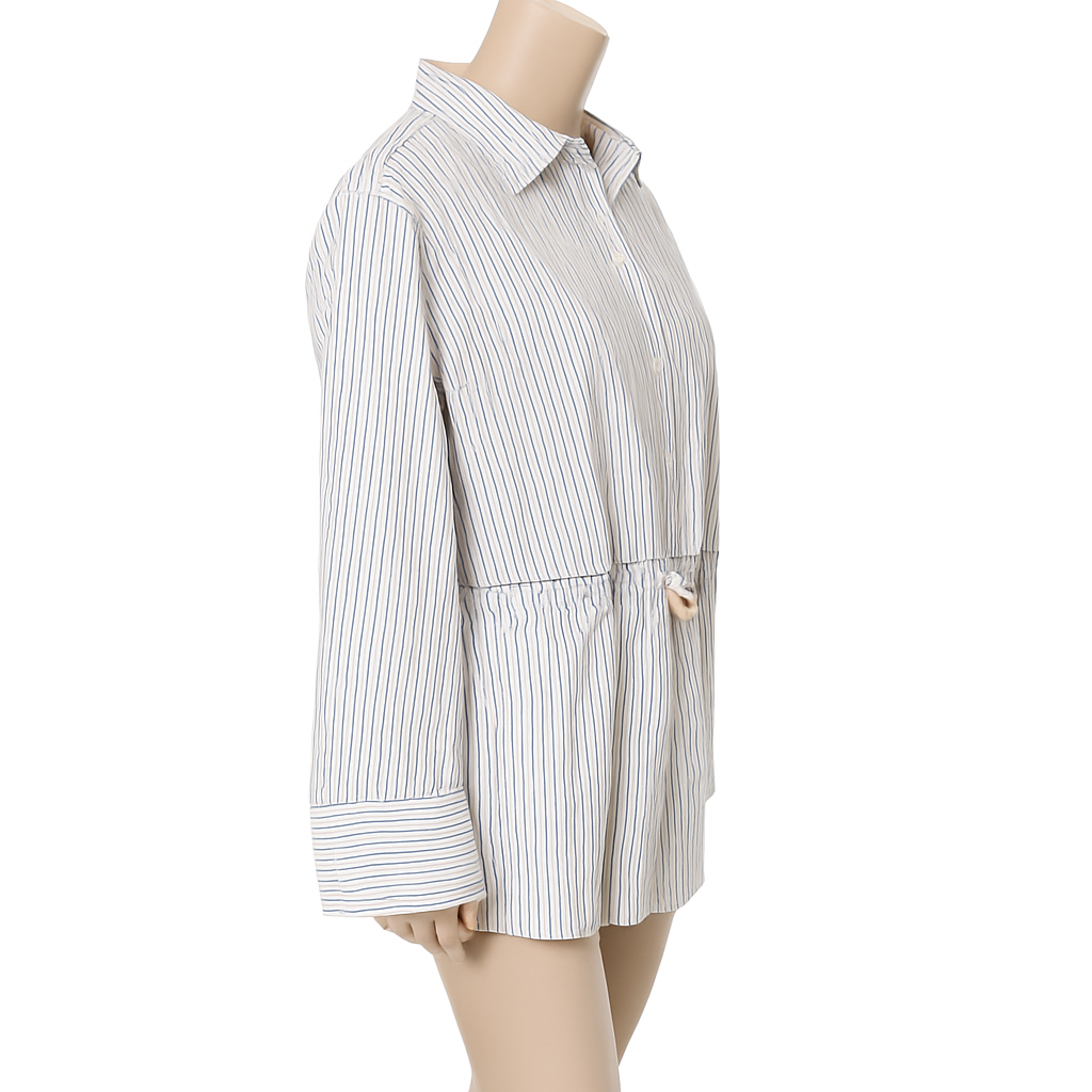 Cropped Striped Button Down Shirt