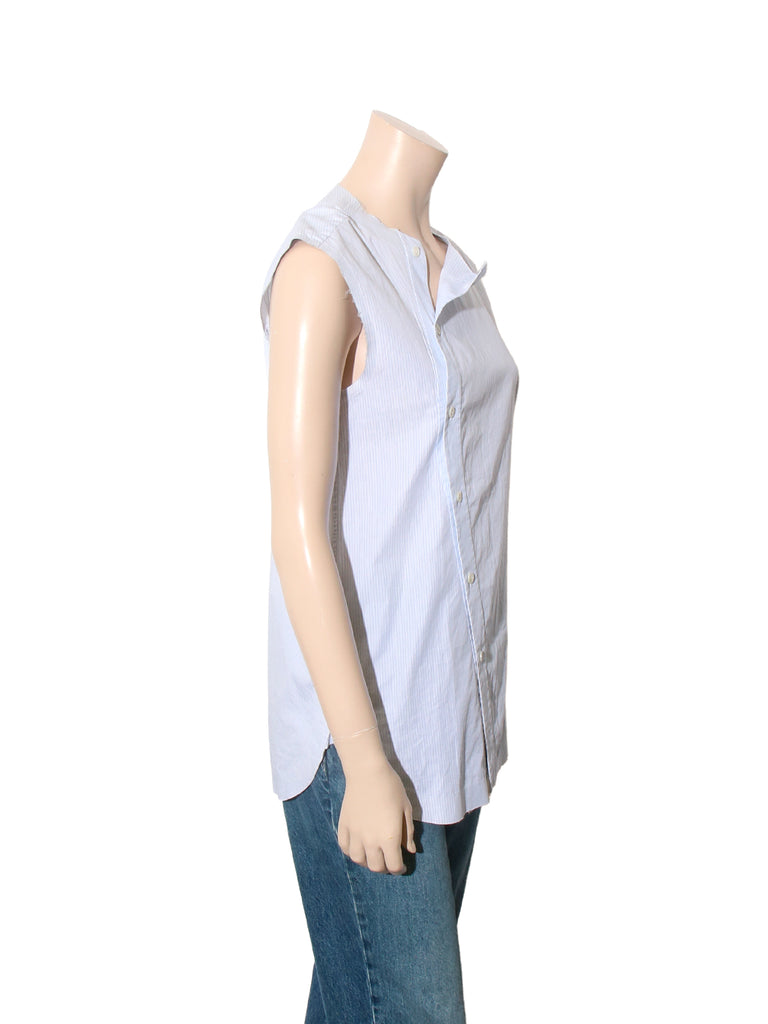 Striped Button Down Sleeveless Shirt