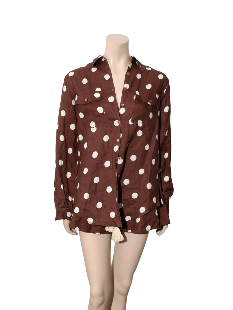 Linen Polka Dot Button Down Shirt