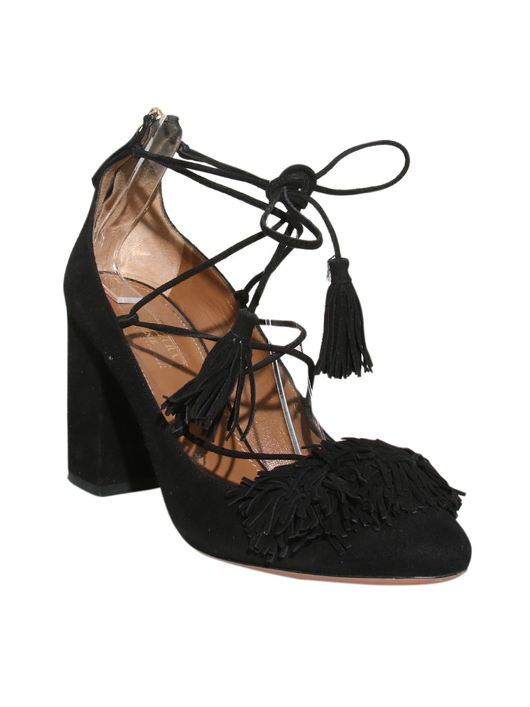 Suede Tassel Detail Pumps