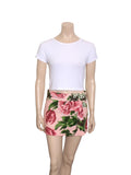 Linen Floral Mini Skirt