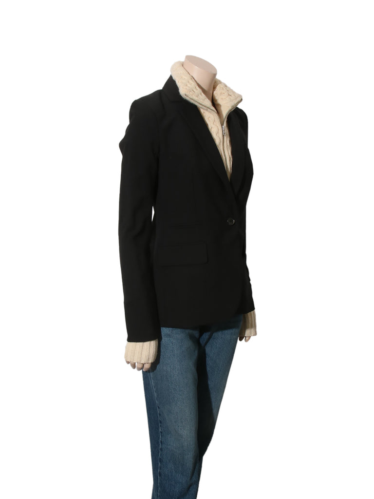 Blazer with Detachable Cable Knit Insert