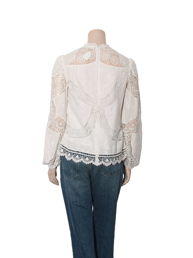 Eyelet Embroidered Long Sleeve Top