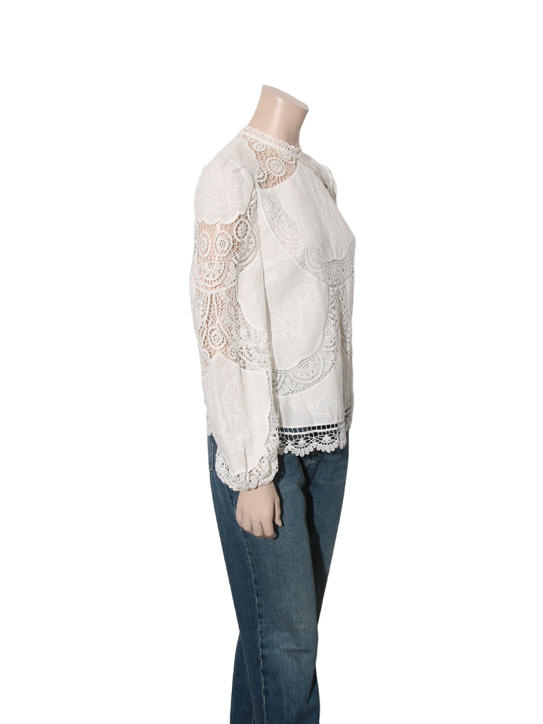 Eyelet Embroidered Long Sleeve Top