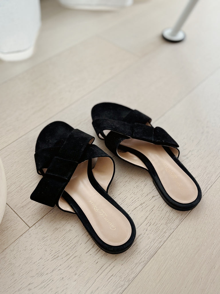 Suede Flat Slide Sandals