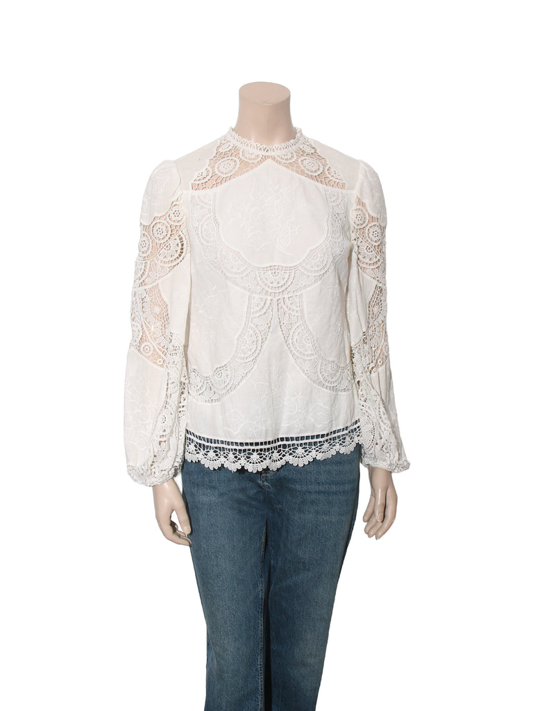Eyelet Embroidered Long Sleeve Top