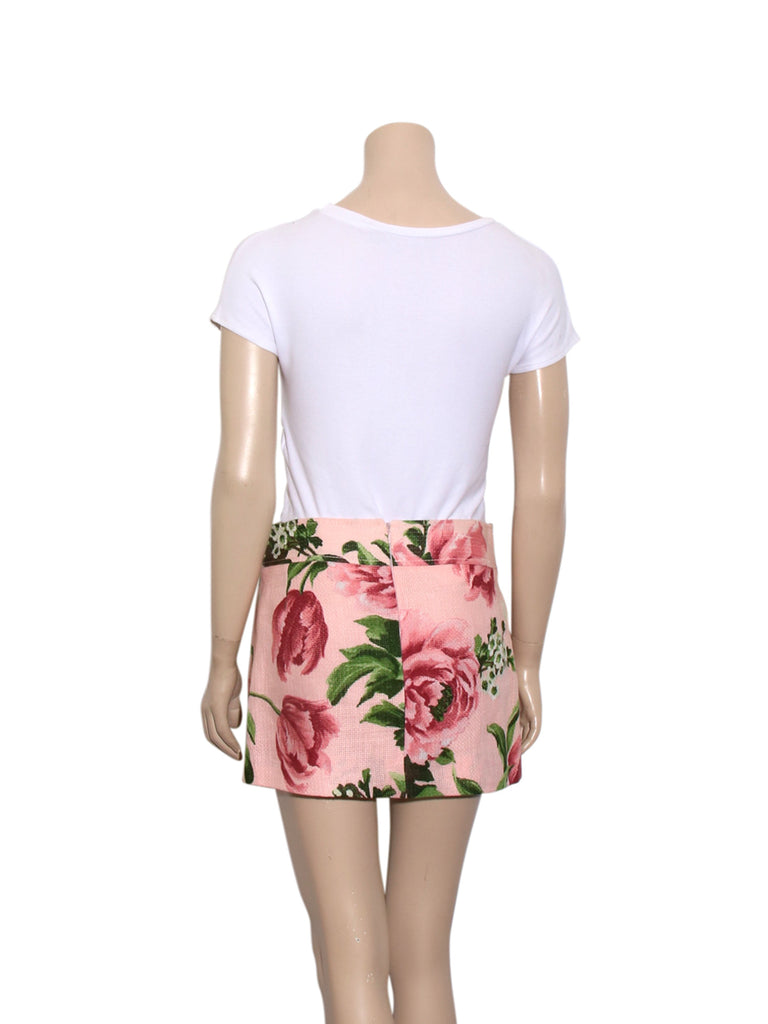 Linen Floral Mini Skirt