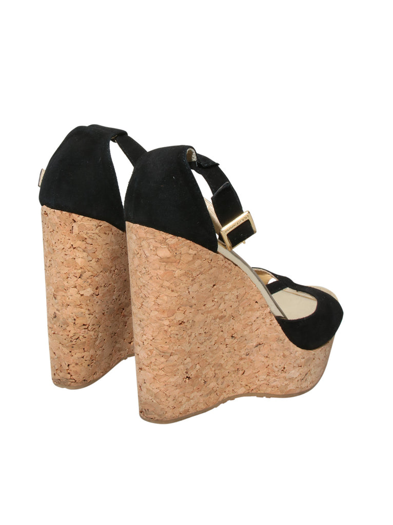 Suede Cork Wedge Sandals