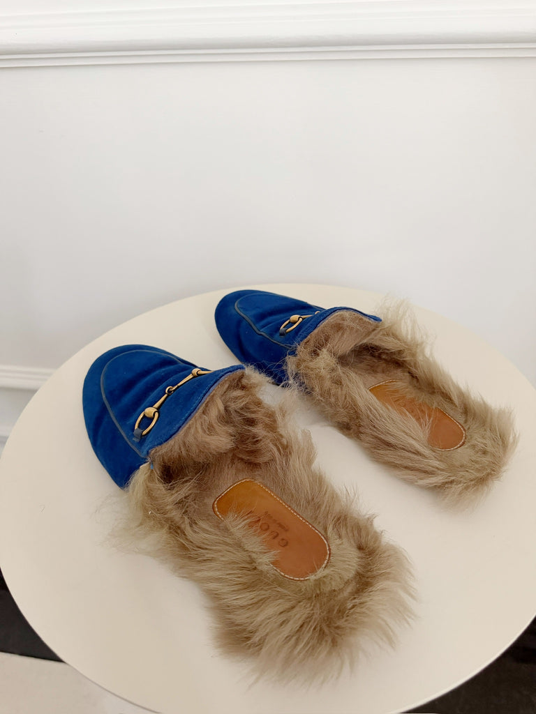 Velvet Fur Lined Mules